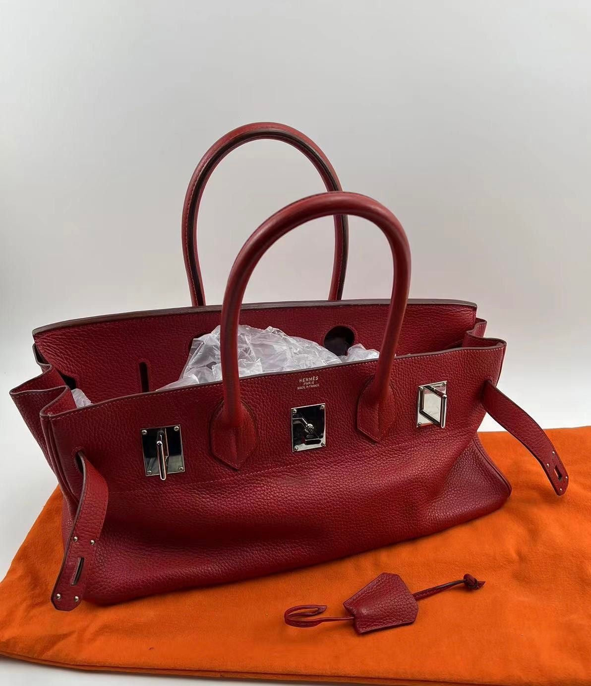 Hermes shoulder Birkin Red Togo Leather palladium hardware