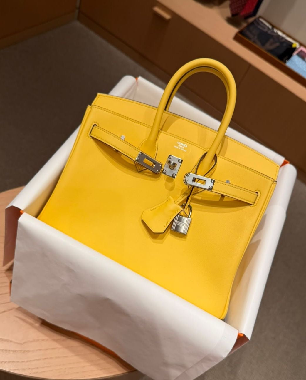 Hermes Birkin 25 Mango Swift Palladium hardware