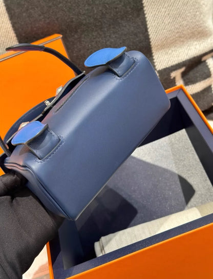HERMÈS Limited Edition Kelly Doll Bleu Indigo Bleu Royal Swift Palladium hardware