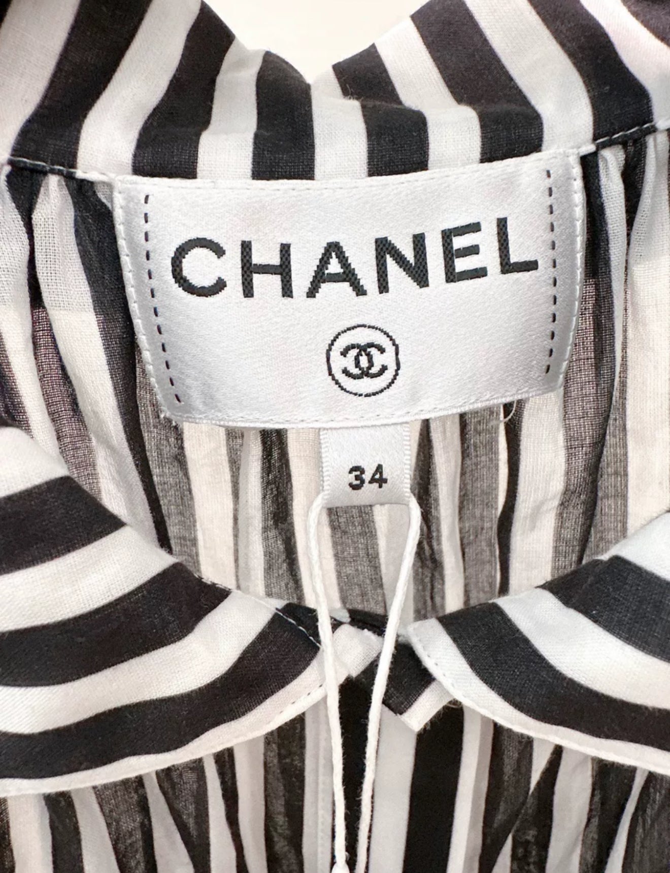 Chanel 24M coco beach striped shirt with CC logo and sparkling diamonds