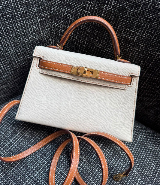 Hermes Mini Kelly 20 HSS Craie x gold epsom gold hardware