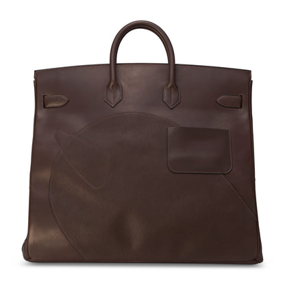 Hermes HAC 50 EN SELLE HAUT À COURROIES Ebene Barenia Faubourg Leather Palladium Hardware