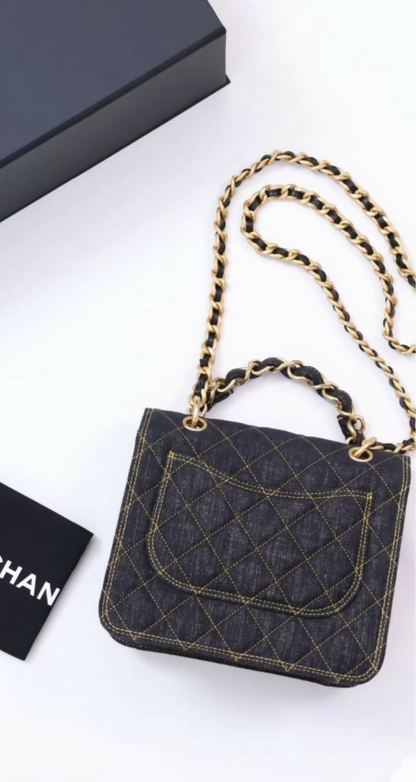 Chanel 23S Vintage Denim with gold hardware Messenger Bag, Shoulder Bag