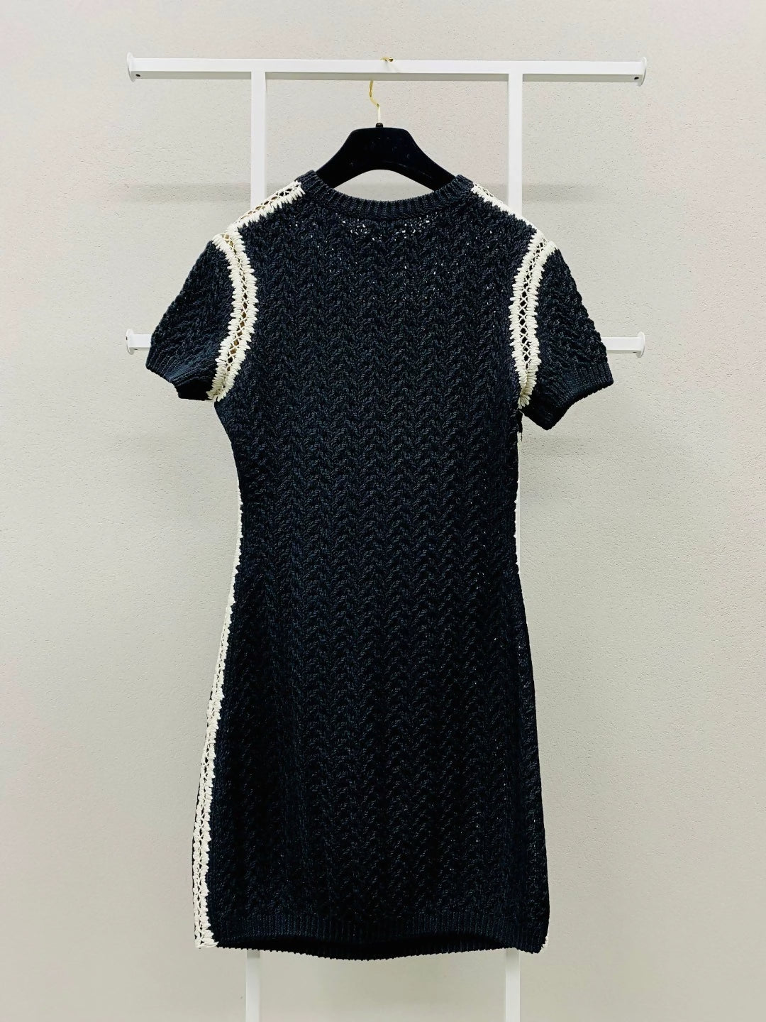 Chanel 22C black and ecru tweed dress