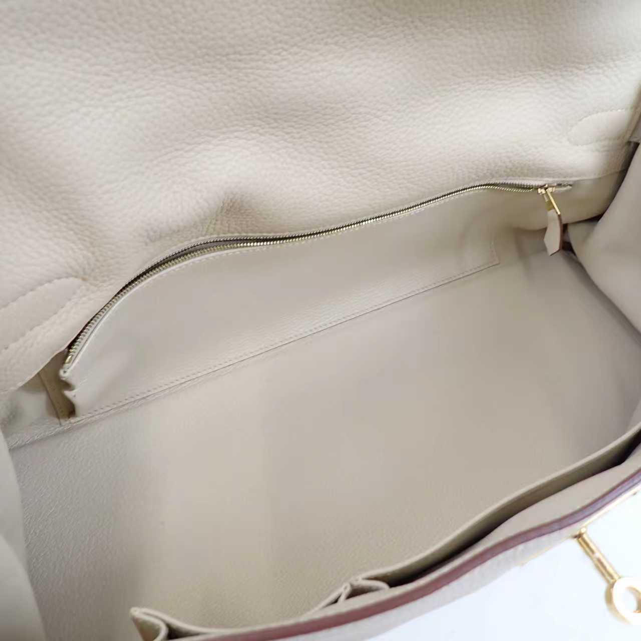 Pre-owned Hermès Fringe Shoulder Kelly 42 JPG Craie Leather Gold Hardware