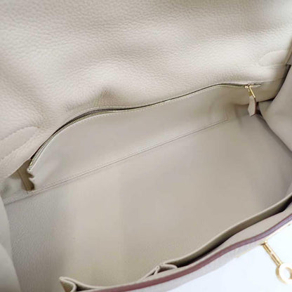 Pre-owned Hermès Fringe Shoulder Kelly 42 JPG Craie Leather Gold Hardware