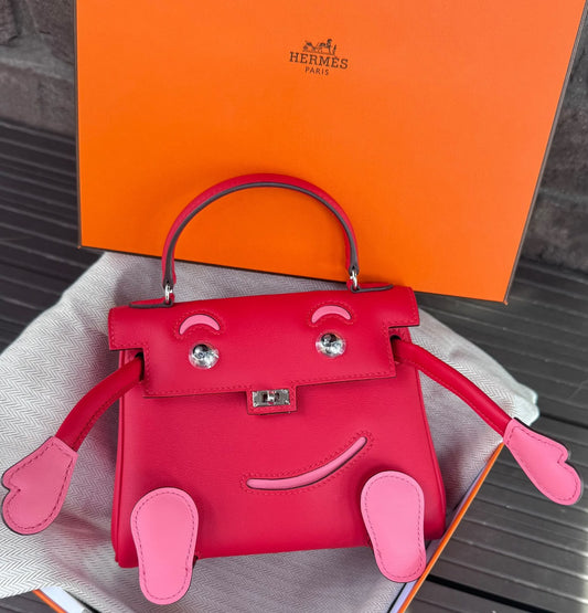 Hermes Kelly Doll Rose Ete & Rose Extreme Swift Palladium hardware