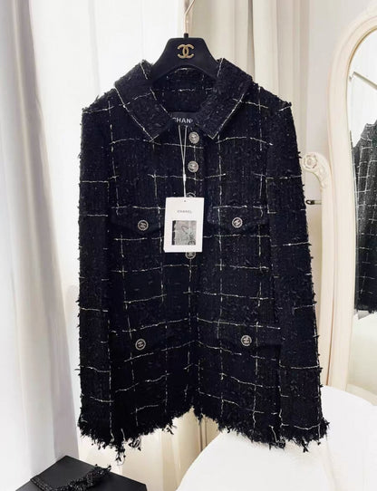 Chanel 22C black tweed jacket - size 36