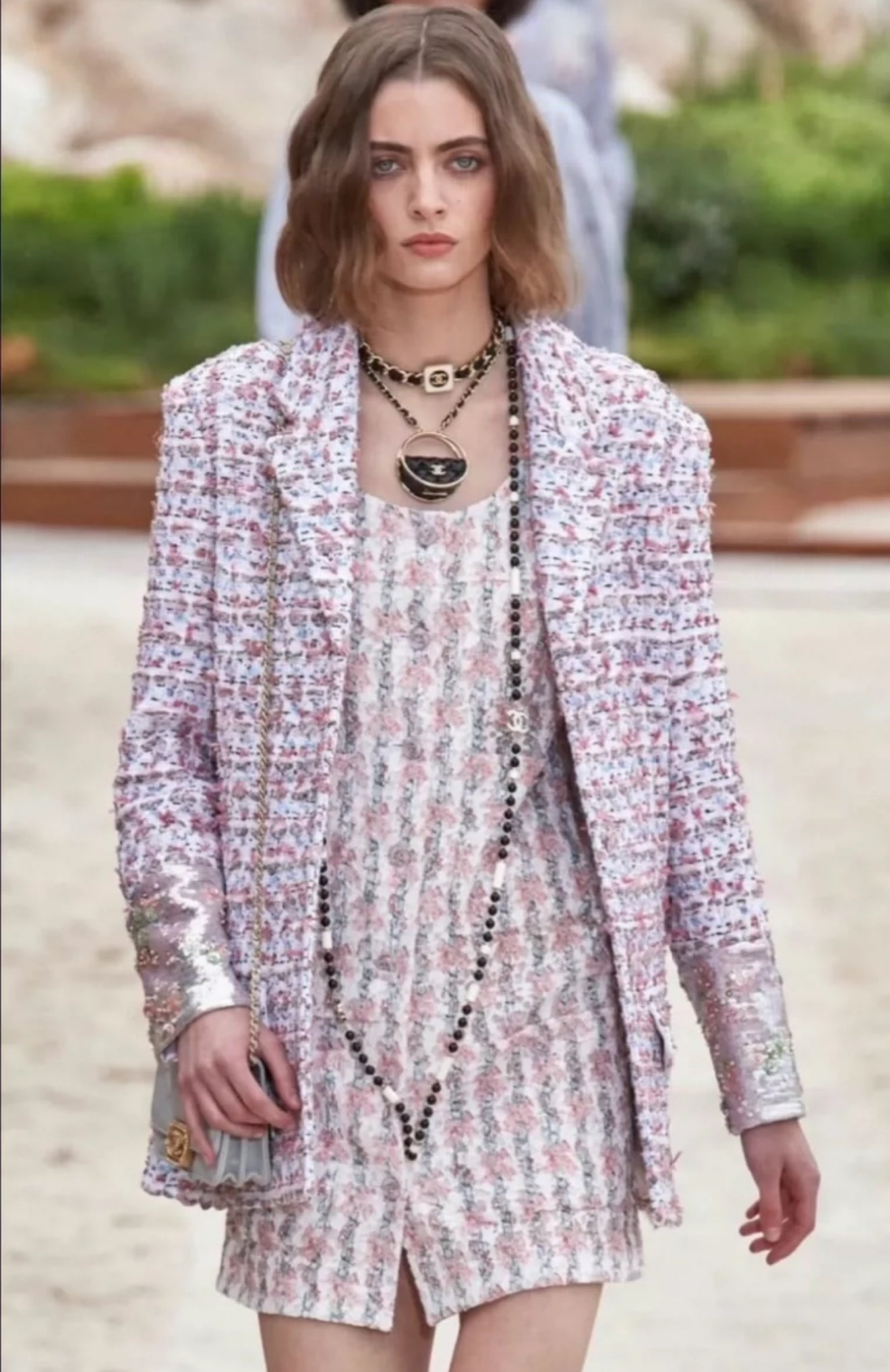 Chanel 23C Ecru/Multicolor Tweed Jacket