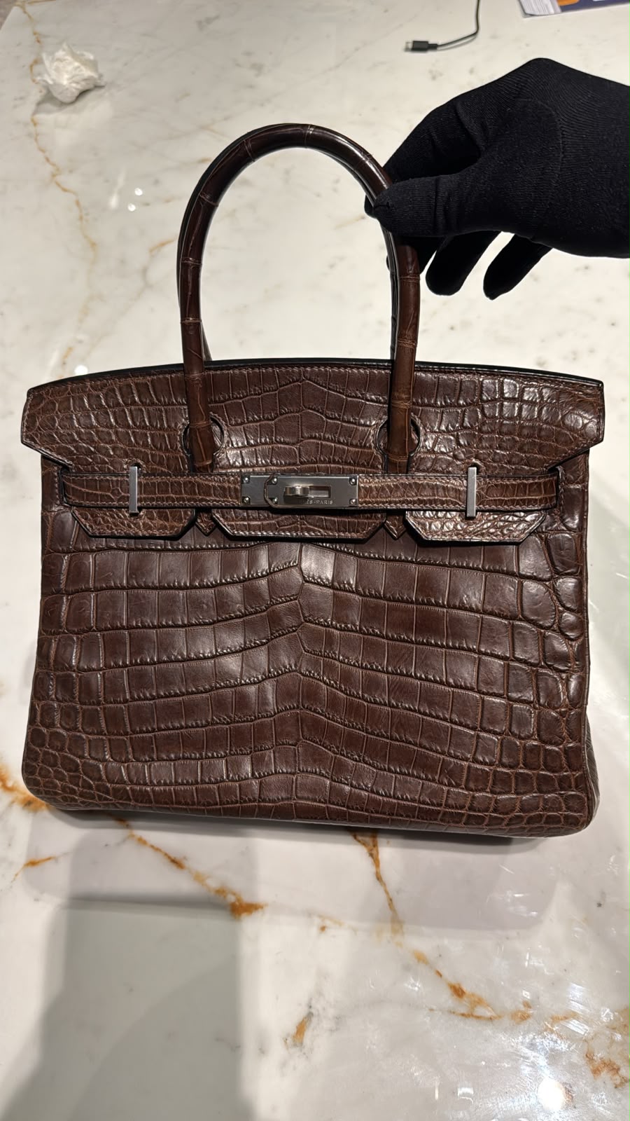 Birkin 30 Havane Reverse matte alligator leather palladium Hardware (only one in the market)