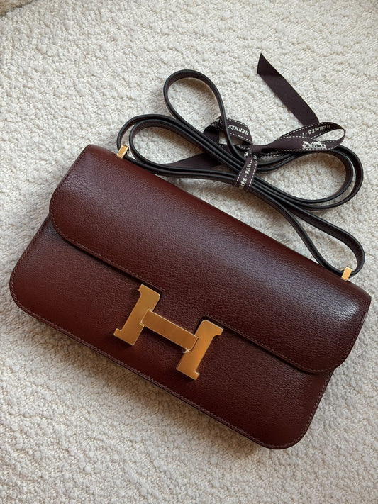 Hermes Constance Elan Terre Chevre Gold hardware stamp K
