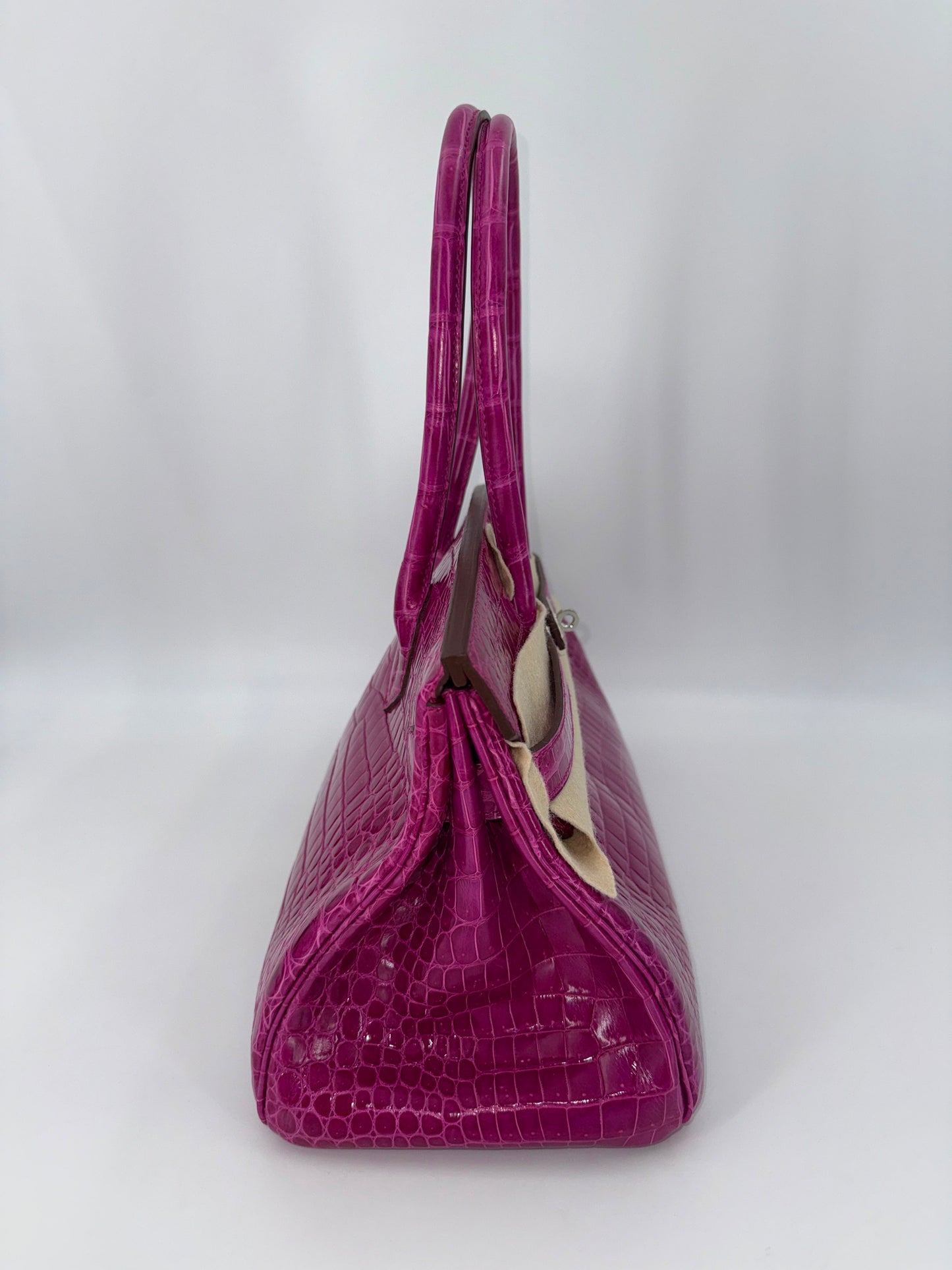 Hermes JPG Birkin Shoulder 5J Rose Scheherezade Shiny Porosus Crocodile leather palladium hardware