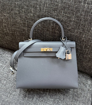 Hermes Kelly 25 sellier Ardoise electrum hardware stamp K