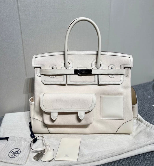 Hermès Birkin Cargo 35 Nata Toile and Swift Palladium Hardware