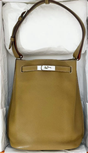 Hermes So Kelly 22 in bronze Togo verso sanguine Palladium hardware stamp Q square