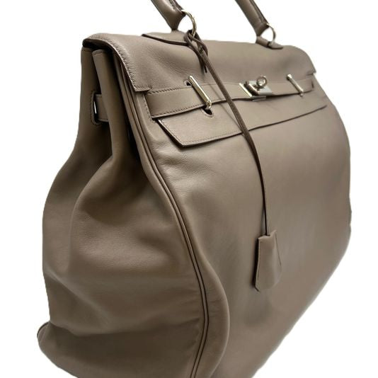 Hermès Kelly Relax 50 Gris Tourterelle Veau Sikkim Leather Palladium hardware
