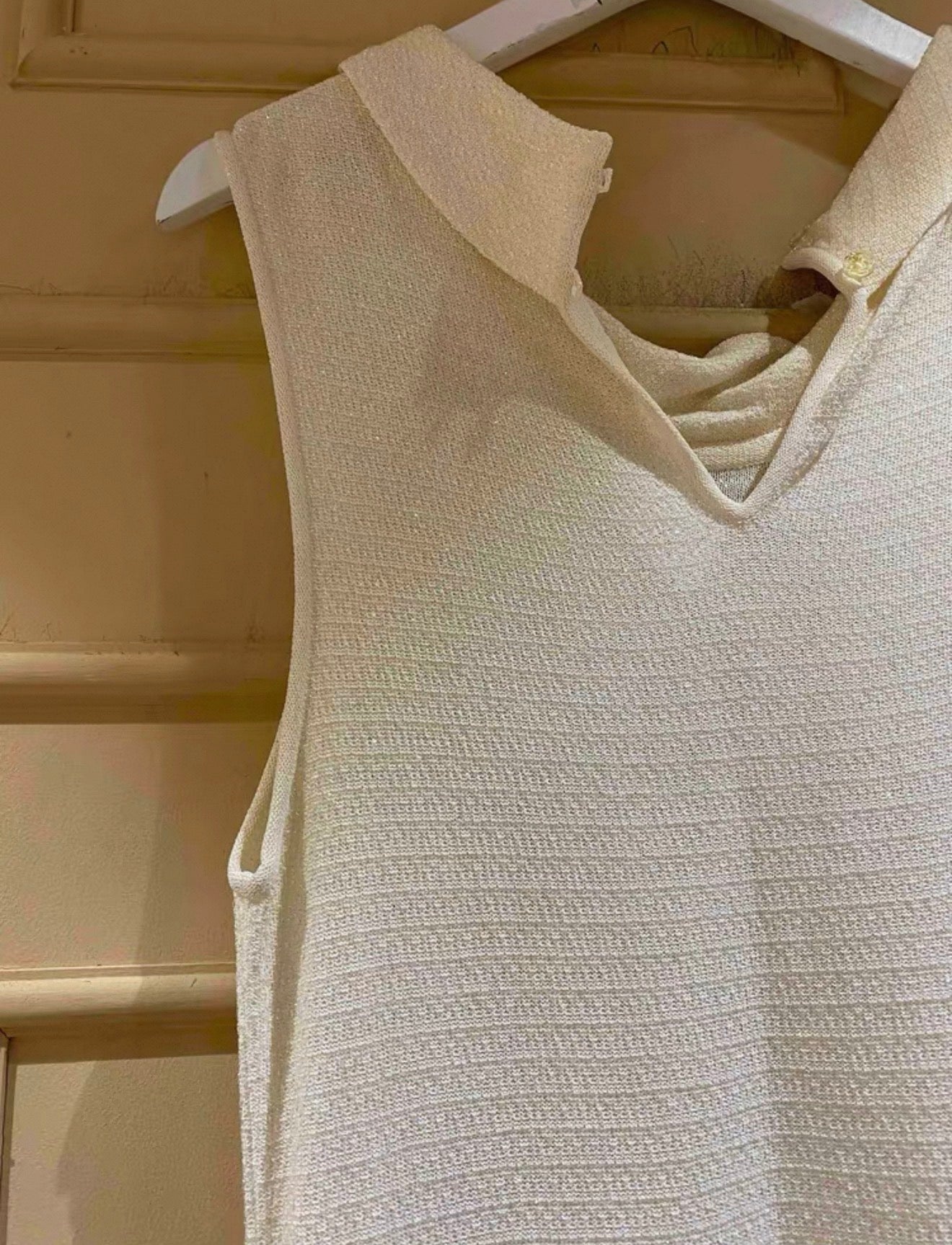 Chanel 99s White Sparkling Long Dress FR38