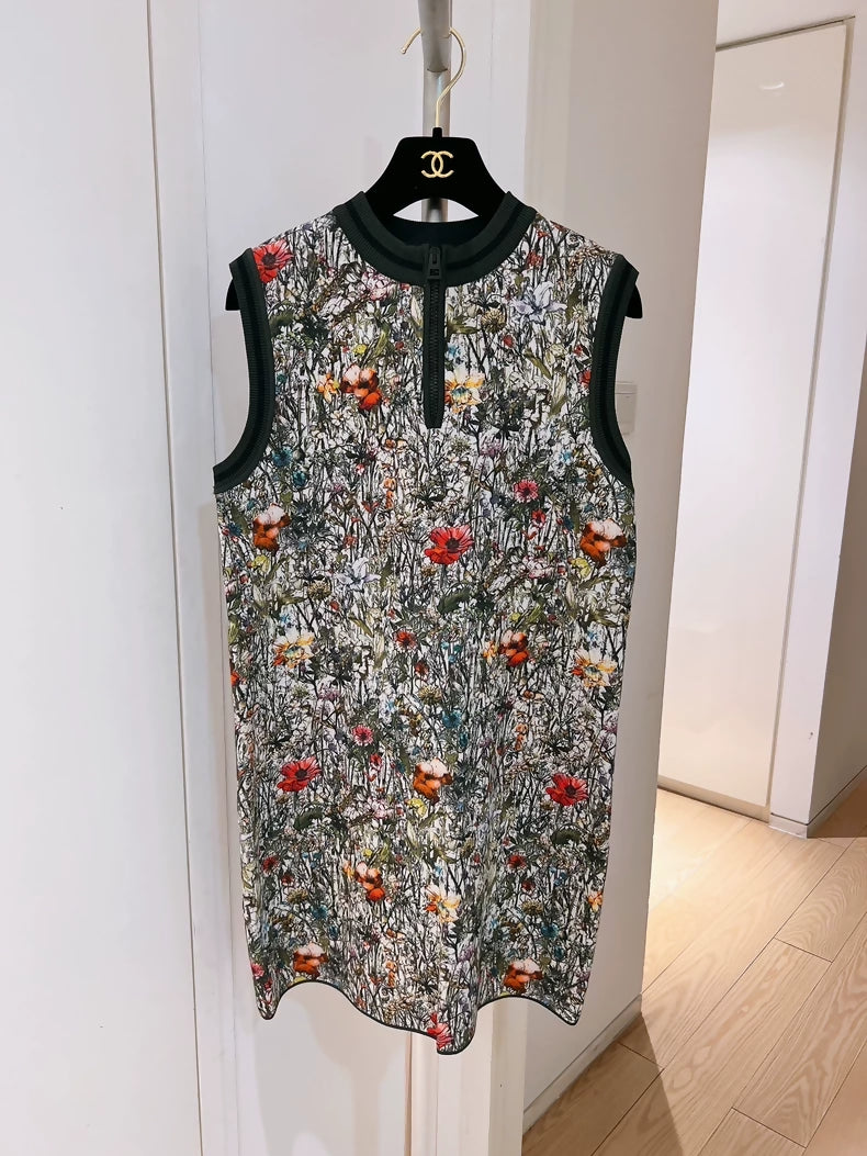 Christian Dior Jungle Floral Dress, Size F38, Dior Sleeveless Printed Dress