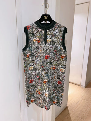 Christian Dior Jungle Floral Dress, Size F38, Dior Sleeveless Printed Dress