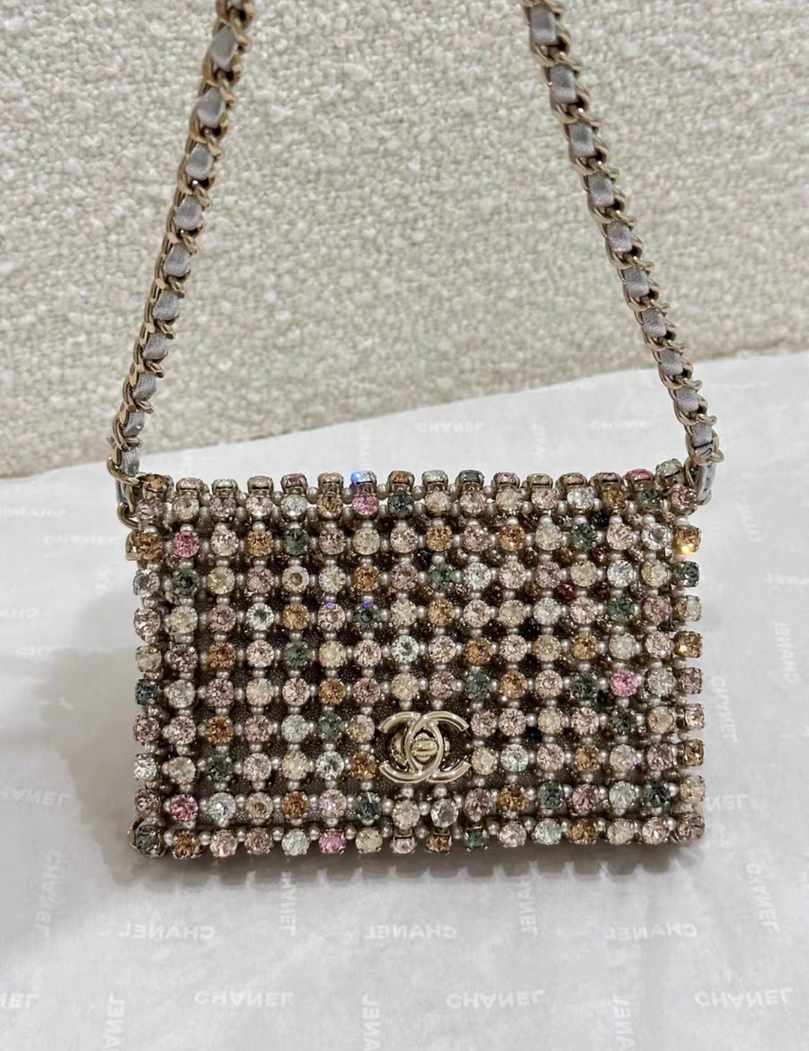 Chanel 21 Multicolor Strass Pearl Mini Evening Bag