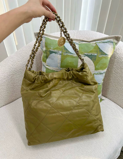 Chanel 22bag in olive khaki color medium size