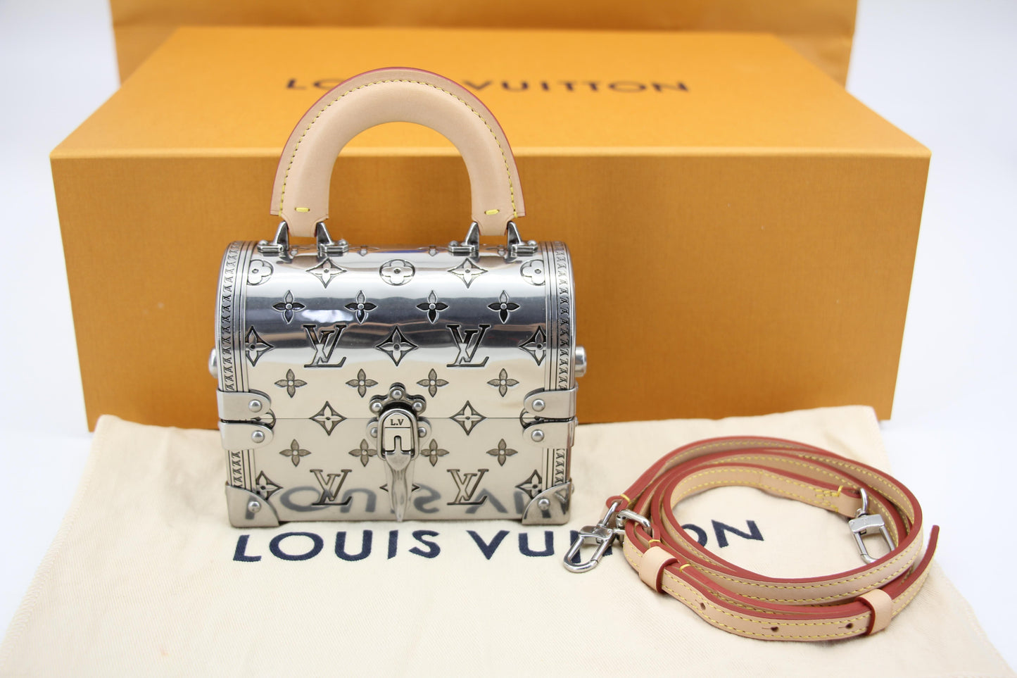 Louis Vuitton 2022 Metal Silver Monogram Mini Treasure Trunk