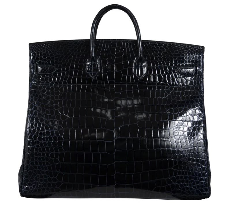 Hermes Birkin HAC 50 Blue marine shiny porosus crocodile leather palladium hardware