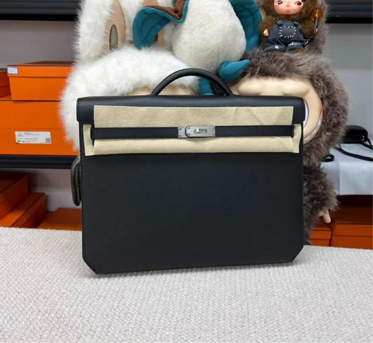 HERMES BLACK EPSOM LEATHER KELLY DÉPÊCHES 36 WITH PALLADIUM HARDWARE