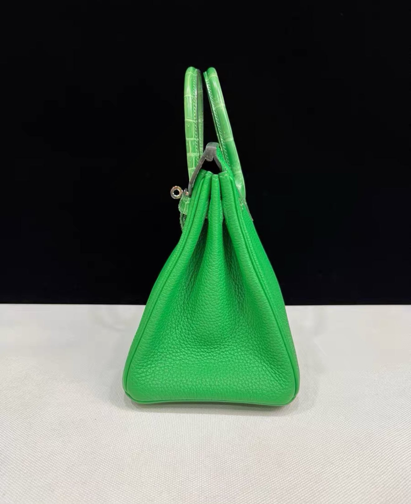 HERMÈS Birkin 25 Touch Bamboo Togo Shiny Crocodile Palladium hardware