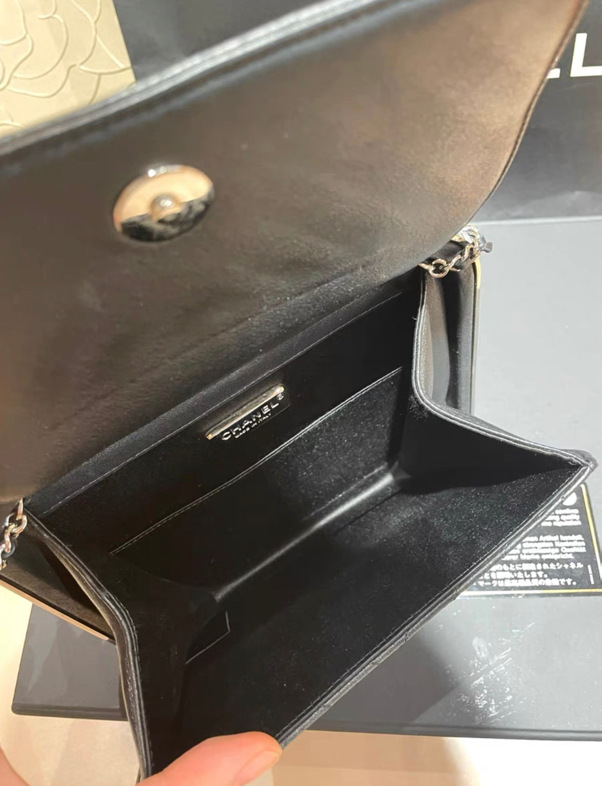 CHANEL 15C PARIS DUBAI CLUTCH ON CHAIN BAGUETTE CRYSTAL BLACK