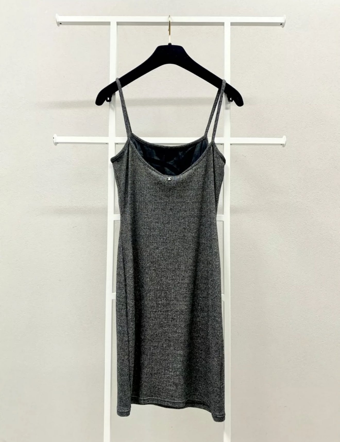 Chanel 17P Black 
Silver Iridescent Jersey Dress