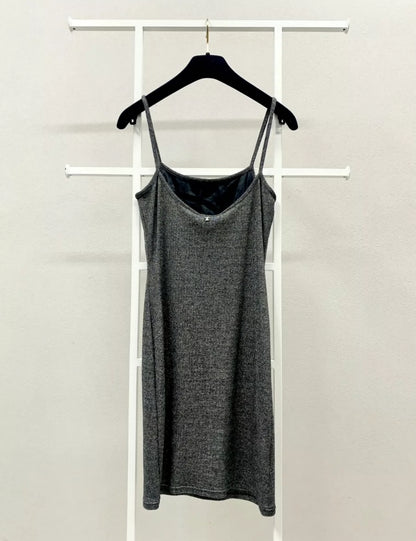 Chanel 17P Black 
Silver Iridescent Jersey Dress