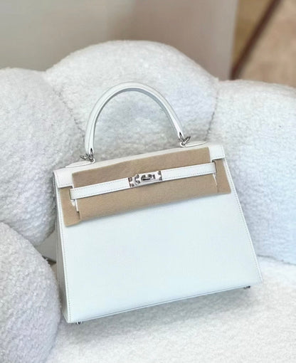 Hermès Kelly 25 01 Pure White Epsom leather palladium hardware