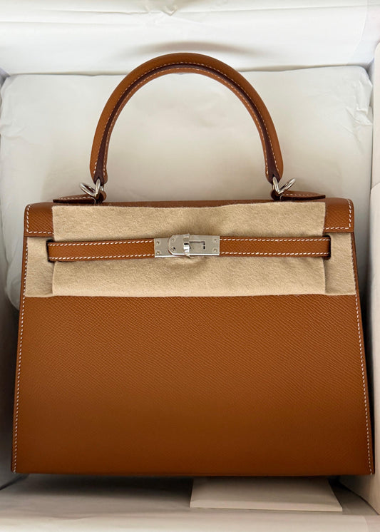 Hermès Kelly 25 Sellier Gold Epsom leather palladium hardware