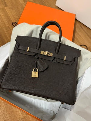 Hermes Birkin 25 Bai Brun Togo Permabrass hardware