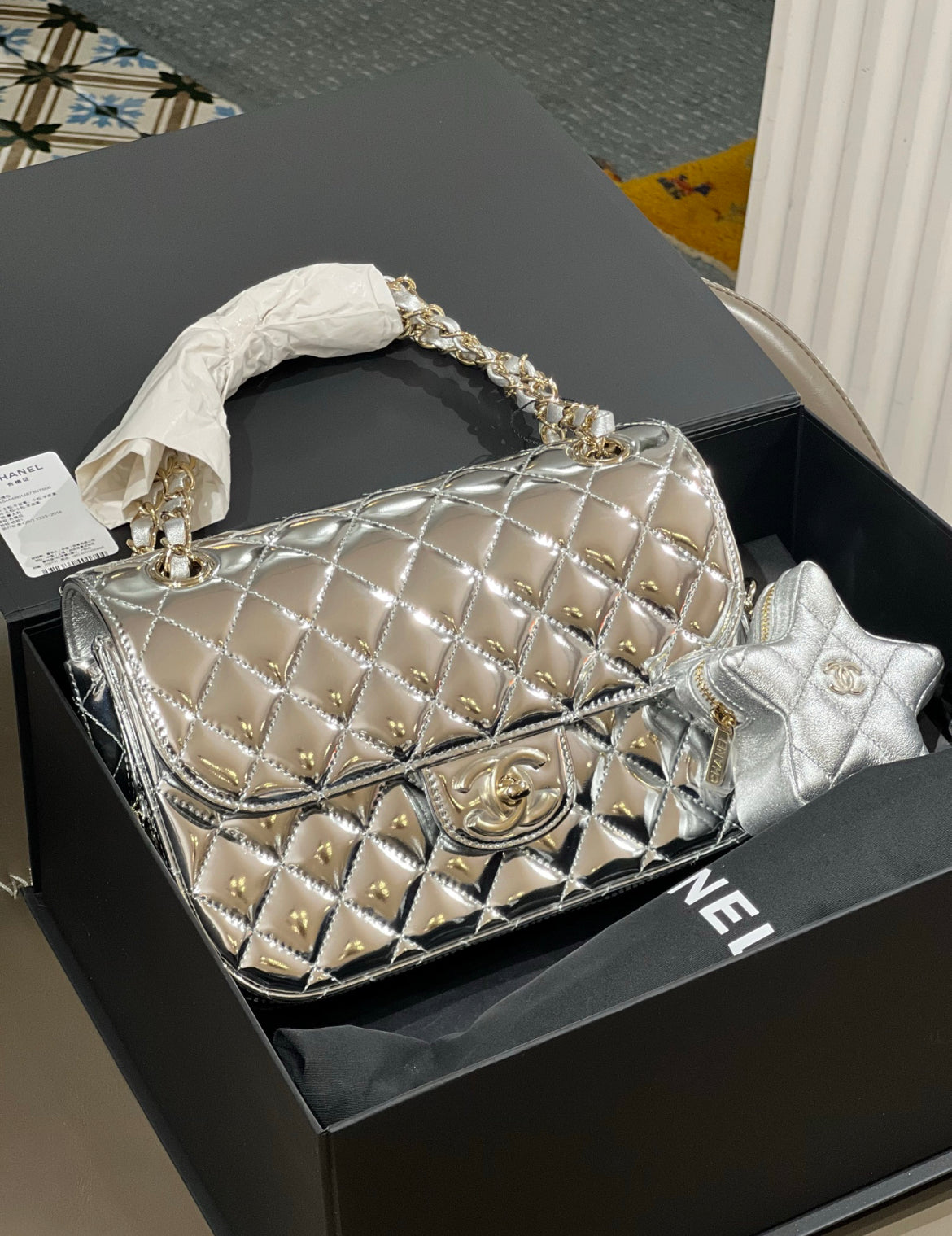 Chanel Flap Chanel Tasche Gold Silber Pre-Owned CHANEL Chanel