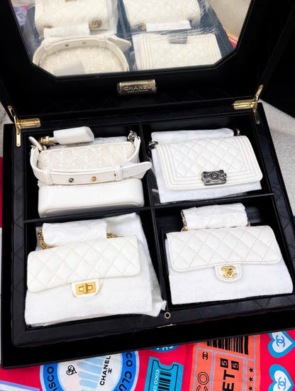 Chanel Success Story Set Of 4 white Mini Bags with Quilted Trunk