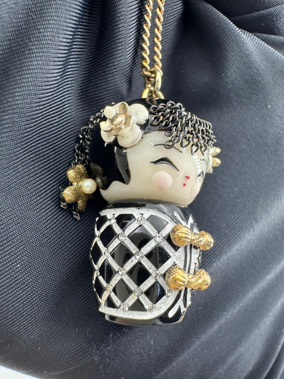 Chanel 10A Double C Acrylic Porcelain shanghai Doll Necklace