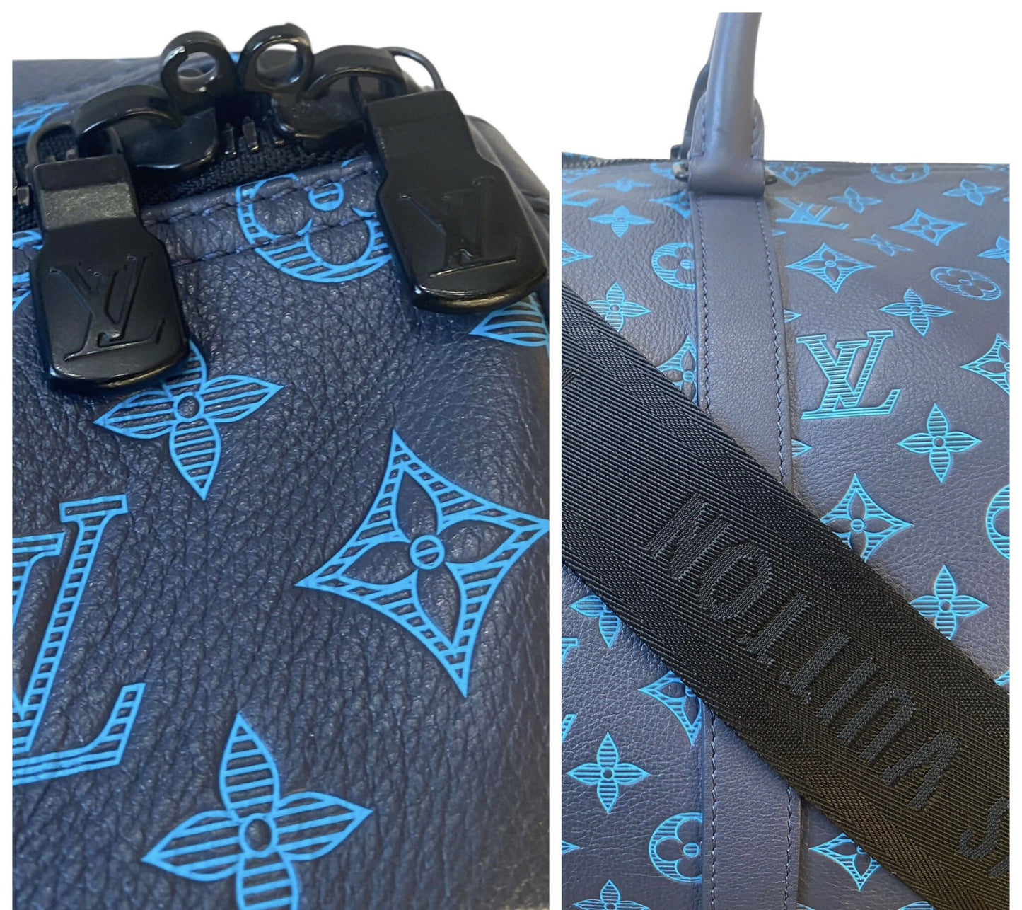 Louis Vuitton LIMITED EDITION Keepall Navy Teal River Bandouliere 50 Monogram Shadow!