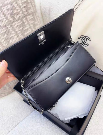 Chanel 23B Black Sequin Double CC flap bag