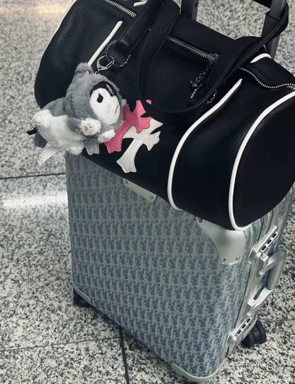 Chrome Hearts White & Pink Cem Cross Domino Duffle Bag