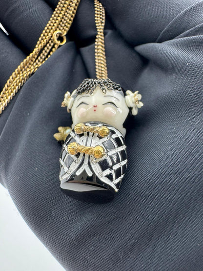 Chanel 10A Double C Acrylic Porcelain shanghai Doll Necklace