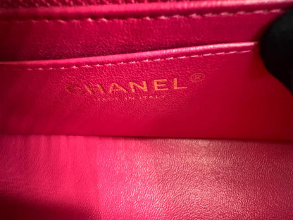 Chanel pink Lambskin Chevron Quilted Medium Double Flap