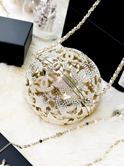Chanel 25A gold star-patterned spherical evening bag