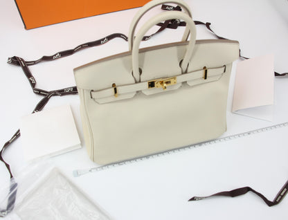 Hermes Birkin 25 Craie Swift leather gold hardware