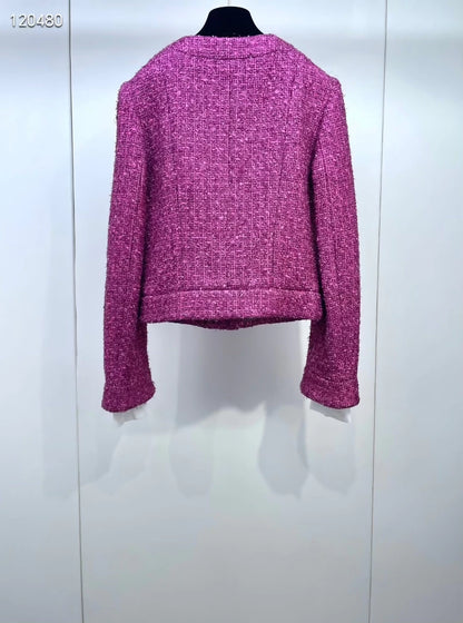 Chanel 23A pink tweed shirt-sleeve jacket
