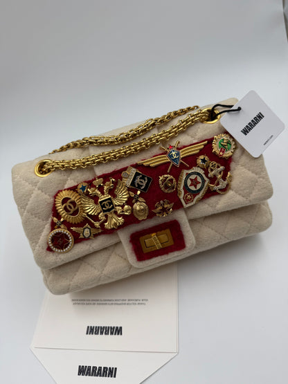 Rare Chanel 2009 Pre-fall Paris Moscow 2.55 badge bag
