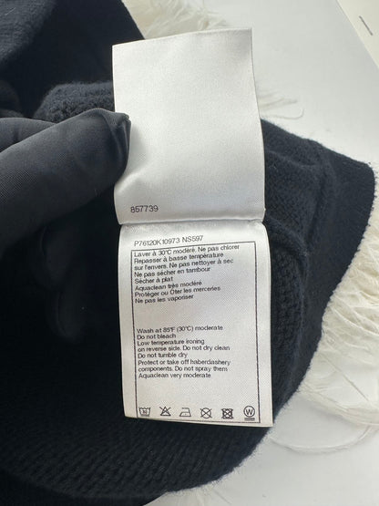 Chanel 23AW Black Cashmere & White Ostrich Feathers Cardigan