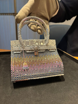 Hermès Sac Bijou Birkin — Solid 18K White Gold with Rainbow gradient gems