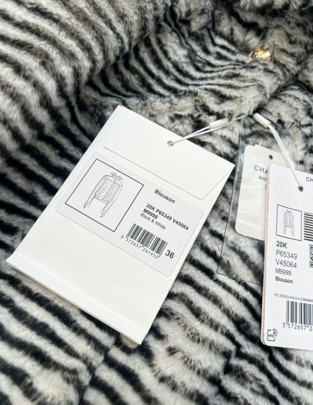 Chanel 20k black & white fur blouson jacket